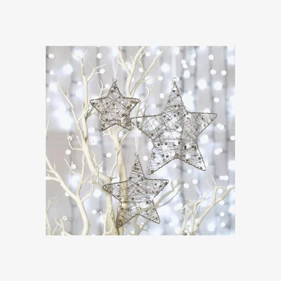 Teddy Beau Deco Home Small Silver Wire Star Christmas Tree Decoration