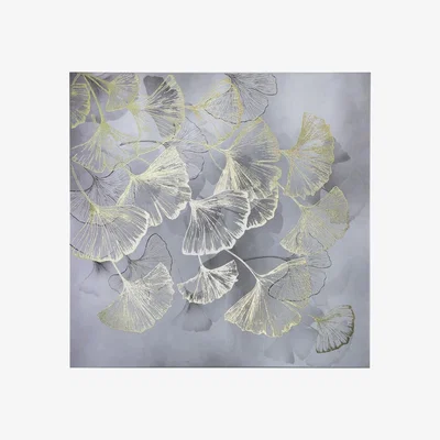 Teddy Beau Deco Home Gold Gingko Leaf Canvas Wall Art