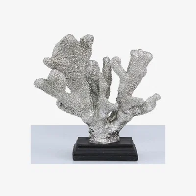 Teddy Beau Deco Home 25cm Coral Decoration Silver Black Stand / Black