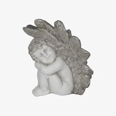 Teddy Beau Deco Home Left Facing White Angel Decoration / Silver