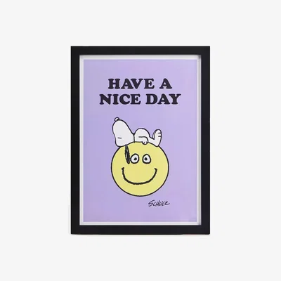 Urban Outfitters Snoopy Have A Nice Day Framed A3 Wall Art Print - Lilac ALL at Urban Outfitters