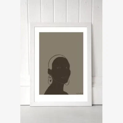 Urban Outfitters East End Prints Hali Igwelaezoh Lady Portrait Wall Art Print - White Frame 1 at Urban Outfitters