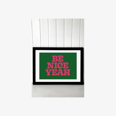 Urban Outfitters Limbo And Ginger Be Nice Yeah Wall Art Print - Black UK 3 at Urban Outfitters
