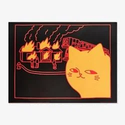 Urban Outfitters Obinsun Disaster Cat 30x40 Wall Art Print - Black at Urban Outfitters