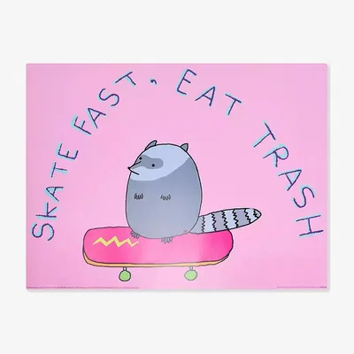 Urban Outfitters Lousy Drawings Skate Fast Eat Trash 30x40 Wall Art Print - Pink at Urban Outfitters
