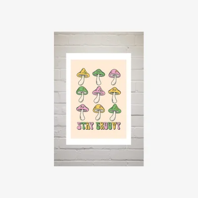Urban Outfitters Groovy Mushroom Wall Art Print - Assorted UK 3 at Urban Outfitters