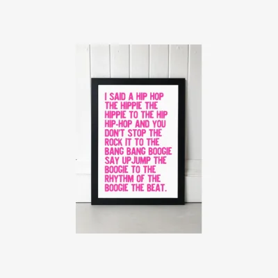 Urban Outfitters UO Exclusive Pink Honeymoon Hotel Rapper's Delight Wall Art Print - Black 2 at Urban Outfitters