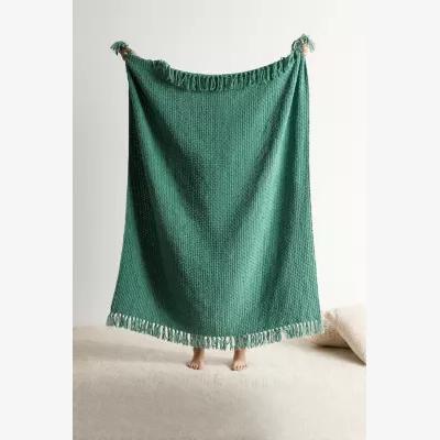 Urban Outfitters Urban Outfitters Green Chenille Knit Blanket - Green 167cm x 132cm