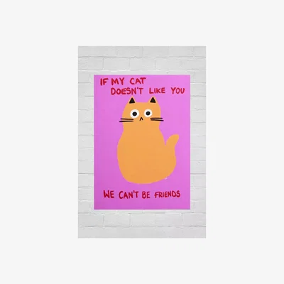 Urban Outfitters Pink Giraffe Print Co The Paper Tail My Cat Doesn't Like You Wall Art Print 30cm x 40cm at Urban Outfitters