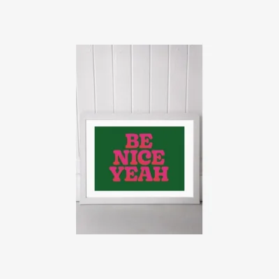 Urban Outfitters Limbo And Ginger Be Nice Yeah Wall Art Print - White UK 3 at Urban Outfitters