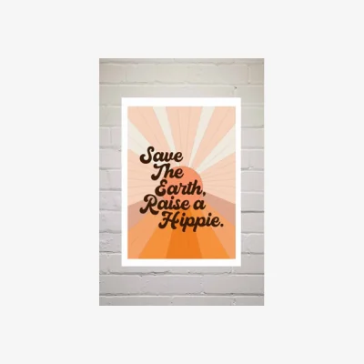 Urban Outfitters Flower Love Child Save The Earth, Raise a Hippie Wall Art Print - Assorted UK 3 at Urban Outfitters