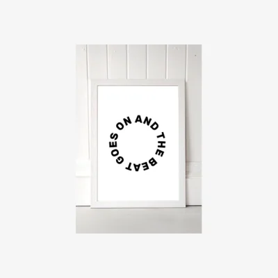 Urban Outfitters Native State Beat Goes On Graphic Wall Art Print - White UK 3 at Urban Outfitters