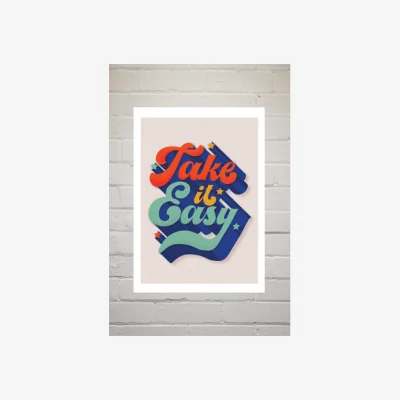 Urban Outfitters ShowMeMars Take it Easy - Retro Type Wall Art Print - Assorted 2 at Urban Outfitters