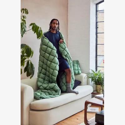 Urban Outfitters Green Marshmallow Puff Quilt - Green 165.1cm x 139.7cm at Urban Outfitters