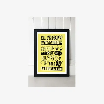 Urban Outfitters El Famoso Coffee Yellow Wall Art Print - Black 2 at Urban Outfitters
