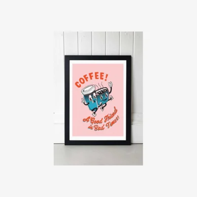 Urban Outfitters Sophie Ward Coffee, A Good Friend Wall Art Print - Black 1 at Urban Outfitters