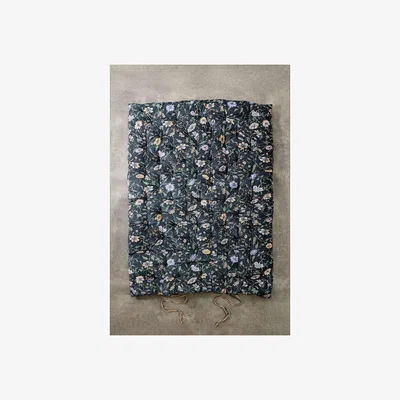 Urban Outfitters Ella Vine Washed Velvet Double Sleepover Mat - Black 130cm x 180cm at Urban Outfitters