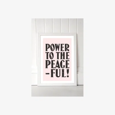 Urban Outfitters Flower Love Child Power To The Peaceful Wall Art Print - White 2 at Urban Outfitters