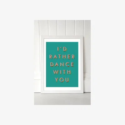 Urban Outfitters Limbo & Ginger I'd Rather Dance With You Wall Art Print - White 2 at Urban Outfitters