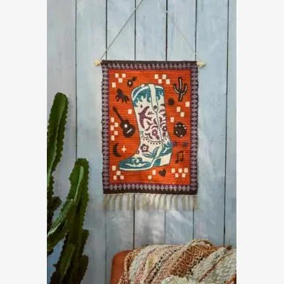 Urban Outfitters Urban Outfitters Cowboy Boot Woven Wall Hanging - Red ALL