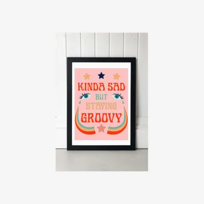 Urban Outfitters Exquisite Paradox Kinda Sad But Staying Groovy Wall Art Print - Black 2 at Urban Outfitters