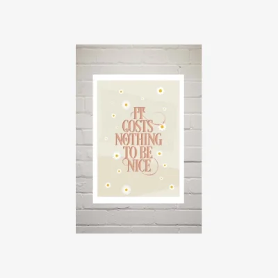 Urban Outfitters Flower Love Child It Costs Nothing To Be Nice Wall Art Print - Assorted 1 at Urban Outfitters