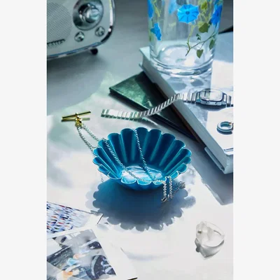 Urban Outfitters Urban Outfitters Blue Flower Metal Trinket Tray - Blue ALL