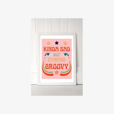 Urban Outfitters Exquisite Paradox Kinda Sad But Staying Groovy Wall Art Print - White UK 3 at Urban Outfitters