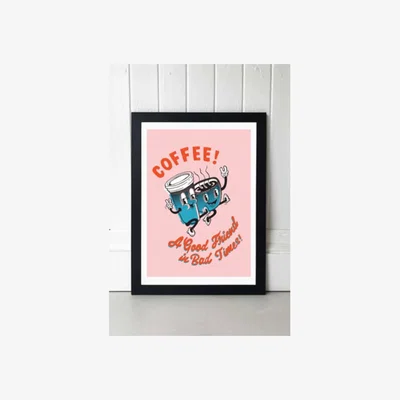 Urban Outfitters Sophie Ward Coffee, A Good Friend Wall Art Print - Black 2 at Urban Outfitters