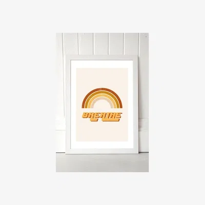 Urban Outfitters Sundry Society Retro Breathe Quote Wall Art Print - White UK 3 at Urban Outfitters
