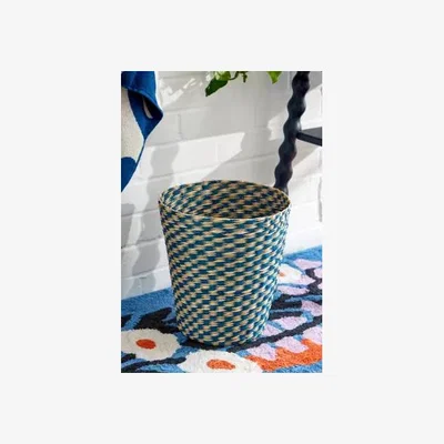 Urban Outfitters Urban Outfitters Woven Seagrass Paper Bin - Blue ALL