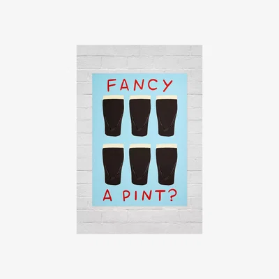 Urban Outfitters Twisted Rebel Fancy A Pint? 30x40 Wall Art Print - Blue at Urban Outfitters