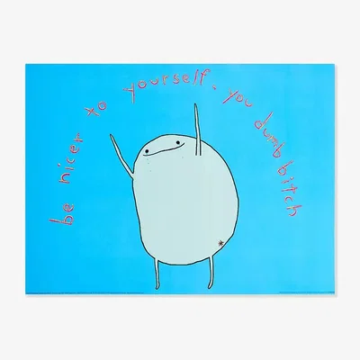 Urban Outfitters Lousy Drawings Be Nicer To Yourself 30x40 Wall Art Print - Blue at Urban Outfitters