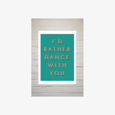 Urban Outfitters Limbo & Ginger I'd Rather Dance With You Wall Art Print - Green UK 3 at Urban Outfitters