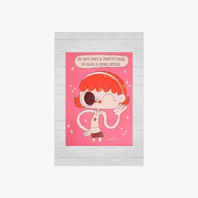Urban Outfitters Pyramid International THE BURGERBABIE Not Just A Pretty Face 30x40 Wall Art Print - Pink at Urban Outfitters