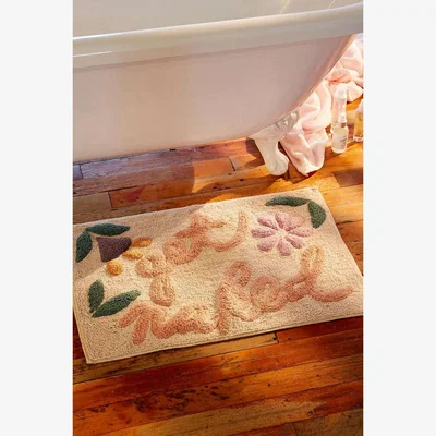 Urban Outfitters Get Naked Floral Bath Mat - White ALL at Urban Outfitters