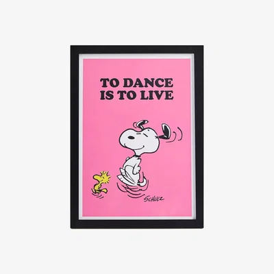 Urban Outfitters Snoopy Dance Framed A3 Wall Art Print - Pink ALL at Urban Outfitters