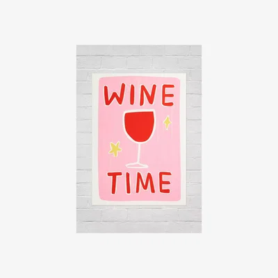 Urban Outfitters Twisted Rebel Wine Time 30x40 Wall Art Print - Pink at Urban Outfitters