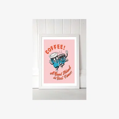 Urban Outfitters Sophie Ward Coffee, A Good Friend Wall Art Print - White 1 at Urban Outfitters