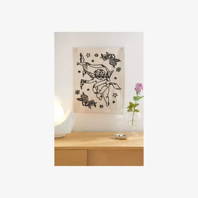 Urban Outfitters Urban Outfitters Cupid Embroidered Wall Hanging - Black/White ALL