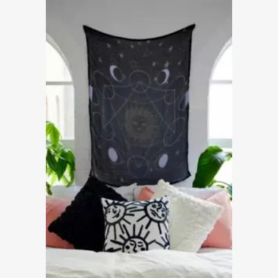 Urban Outfitters Moon Phases Tapestry - Navy 194cm x 145cm at Urban Outfitters