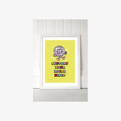 Urban Outfitters Local Disco Wall Art Print - White 2 at Urban Outfitters