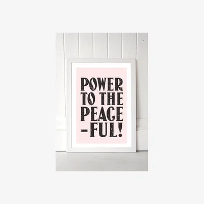 Urban Outfitters Flower Love Child Power To The Peaceful Wall Art Print - White 1 at Urban Outfitters