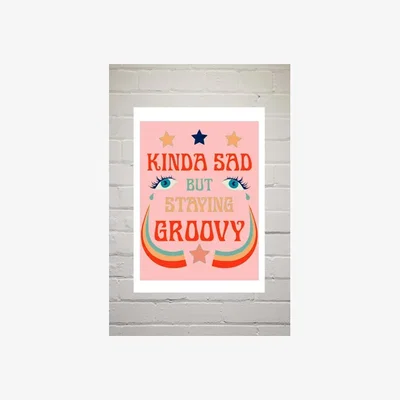 Urban Outfitters Exquisite Paradox Kinda Sad But Staying Groovy Wall Art Print - Assorted 1 at Urban Outfitters