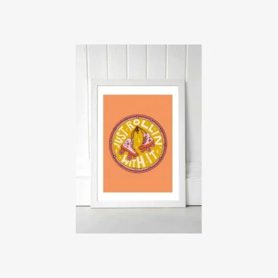 Urban Outfitters Doodle By Meg Rolling With It Wall Art Print - White 1 at Urban Outfitters