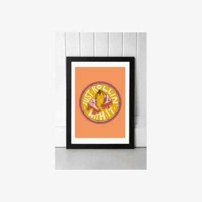 Urban Outfitters Doodle By Meg Rolling With It Wall Art Print - Black 2 at Urban Outfitters