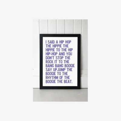 Urban Outfitters UO Exclusive Lilac Honeymoon Hotel Rapper's Delight Wall Art Print - Black 1 at Urban Outfitters