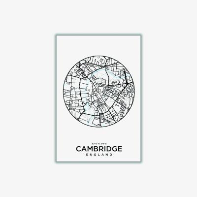 Wolf & Badger Black Map Of Cambridge A3 297 X 420Mm Stanley Print House