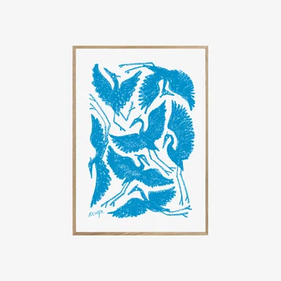 Wolf & Badger Blue / White Sky Blue Herons Pastel Print Rosanna Corfe