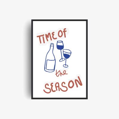 Wolf & Badger Brown / Blue Time Of The Season Retro Music Giclée Art Print A3 | A4 | 210 X 297Mm | Fanclub